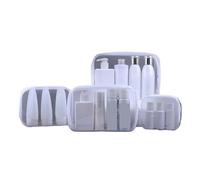 Beauty Case Da Viaggio 1PC Borsa cosmetica da donna trucco trasparente toilette in PVC con cerniera viaggio for il(White,XL)