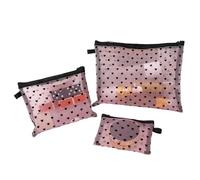 Beauty case da viaggio, 3 pezzi, con stampa a cuore, portatile, in rete, per casa, ufficio, donne, ragazze, scuola, palestra, lavoro, università