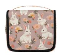Beauty case da viaggio a forma di coniglietto carino con fiore per donne, uomini, bambini, ragazzi e ragazze, borsa da bagno da appendere per articoli da toeletta cosmetici organizer per trucchi,