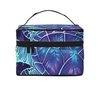 Beauty case da viaggio a forma di tartaruga marina con motivo blu, organizer portatile per articoli da toeletta con scomparti con cerniera per spazzole, bottiglie e prodotti per la cura della pelle