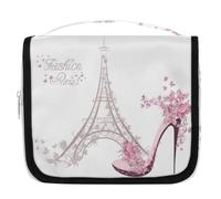 Beauty case da viaggio alla moda con Torre Eiffel di Parigi, per donne, uomini, bambini, ragazzi e ragazze, borsa da bagno da appendere, organizer per cosmetici e trucchi, Colore, L, Organizer per