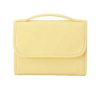 Beauty case da viaggio, astuccio per il trucco portatile con maniglia, organizer cosmetico capienza ampia borsa WC per casa bagno hotel palestra aereo uso quotidiano unisex all'aperto, giallo