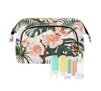 Beauty case da viaggio, beauty case da trucco, colibrì estivo, per donne, uomini e ragazze, design a farfalla, foglia di palma, impermeabile, organizer per trucchi, borsa organizer per trucchi,