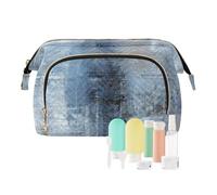 Beauty case da viaggio blu e grigio opere d'arte per donne, uomini e ragazze, pittura artistica ad acquerello, impermeabile, organizer per cosmetici da viaggio, Multi, Beauty Case