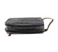 Beauty Case Da Viaggio Borsa cosmetica casual in tela con manico in pelle da viaggio for uomo che lava la barba donna organizer impermeabile for articoli toeletta(Gray)