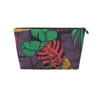 Beauty case da viaggio, borsa da toeletta con farfalla con sogno, pittura a inchiostro rosa blu, grande capacità, borsa cosmetica per donne, fidanzata, accessori da toeletta, Foglia di palma floreale