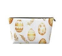 Beauty case da viaggio, borsa da toeletta in bianco e nero con note musicali, grande capacità, borsa cosmetica per donne, fidanzata, accessori da toeletta, Uova di Pasqua d'oro, One Size