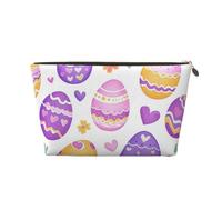 Beauty case da viaggio, borsa da toeletta in bianco e nero con note musicali, grande capacità, borsa cosmetica per donne, fidanzata, accessori da toeletta, Uova di Pasqua Viola, One Size