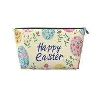 Beauty case da viaggio, borsa da toeletta in bianco e nero con note musicali, grande capacità, borsa cosmetica per donne, fidanzata, accessori da toeletta, Buon giorno di Pasqua Primavera Uova