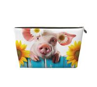 Beauty case da viaggio, borsa da toilette con ancora nautica blu e bianca con strisce geometriche di grande capacità, borsa cosmetica per donne, fidanzata, accessori da toeletta, Funny Pig on the