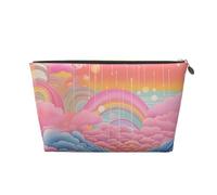 Beauty case da viaggio, borsa da toilette con stelle arcobaleno e alberi nella foresta, grande capacità, per donne, fidanzate, accessori da toeletta, Rosa arcobaleno Donne Ragazza, One Size
