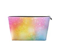 Beauty case da viaggio, borsa da toilette con stelle arcobaleno e alberi nella foresta, grande capacità, per donne, fidanzate, accessori da toeletta, Arcobaleno astratto rosa carino, One Size