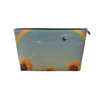Beauty case da viaggio, borsa da toilette con stelle arcobaleno e alberi nella foresta, grande capacità, per donne, fidanzate, accessori da toeletta, Girasole Farfalla Ar, One Size