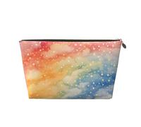 Beauty case da viaggio, borsa da toilette con stelle arcobaleno e alberi nella foresta, grande capacità, per donne, fidanzate, accessori da toeletta, Arcobaleno Stars Alberi nella foresta, One Size