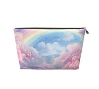 Beauty case da viaggio, borsa da toilette con stelle arcobaleno e alberi nella foresta, grande capacità, per donne, fidanzate, accessori da toeletta, Nuvole arcobaleno luccicanti, One Size