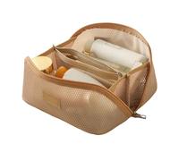 Beauty Case da Viaggio, Borsa da Toilette per Donna, Organizzata per Scomparti, Maniglia Morbida Il Trasporto, Cuciture Fini e Fitte, Leggera e Traspirante, Strutturata Elegante(Coffee)