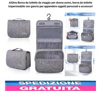 Beauty Case Da Viaggio, Borsa Da Toilette per Donna Uomo Impermeabile Con Gancio