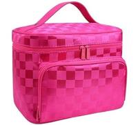 Beauty Case Da Viaggio Borsa for cosmetici grande a rete da donna Kit toilette professionale impermeabile a righe for Necessario for il lavaggio Scatola for viaggio(Lattice Rose Red)