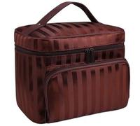 Beauty Case Da Viaggio Borsa for cosmetici grande a rete da donna Kit toilette professionale impermeabile a righe for Necessario for il lavaggio Scatola for viaggio(Stripe Brown)
