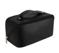 Beauty Case Da Viaggio Borsa for il trucco da viaggio con divisore e maniglia, borsa toilette portatile impermeabile in pelle PU, borse for cosmetici di grande capacità for le donne(Noir)