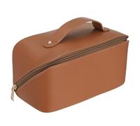 Beauty Case Da Viaggio Borsa for il trucco da viaggio con divisore e maniglia, borsa toilette portatile impermeabile in pelle PU, borse for cosmetici di grande capacità for le donne(Brown)