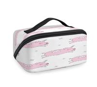 Beauty case da viaggio carino con maiali e unicorno, per donne, uomini, ragazze, ragazzi, maiali Pegasus, borsa da toilette portatile, organizer per articoli da toeletta e articoli da toeletta