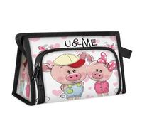 Beauty case da viaggio carino con maiali per donne, uomini, ragazze, ragazzi, maiali a forma di cuore, multifunzionale, borsa per il trucco per lavare articoli da toeletta cosmetici borsa da doccia,