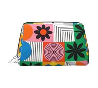 Beauty case da viaggio chic con motivo a piastrelle spagnole, grazioso astuccio per cosmetici da donna per borsa e uso in movimento, Mix geometrico retrò, One Size, Classico