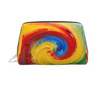 Beauty case da viaggio chic con stampa arcobaleno graffiti, grazioso astuccio per cosmetici da donna per borsa e uso in movimento, Vortice di colore, One Size, Classico