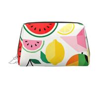 Beauty case da viaggio chic con stampa di alba, grazioso astuccio per cosmetici da donna per borsa e uso in movimento, Frutti Geometrici, One Size, Classico