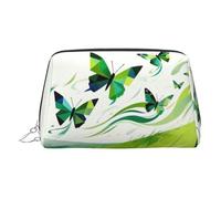 Beauty case da viaggio chic con stampa rosa chiaro, grazioso sacchetto cosmetico per le donne per borsa e uso on-the-go, Farfalle Verdi, One Size, Classico