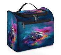 Beauty case da viaggio colorato con gorilla psichedelico per donne, uomini, bambini, ragazze, ragazzi, 11,2 l, grande borsa per cosmetici da appendere borsa da bagno organizer per articoli da toeletta