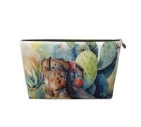 Beauty case da viaggio, con albero della foresta con sole luminoso e colori tenui, grande capacità, per donne, fidanzate, accessori da toeletta, Stivali da cowboy e cactus del deserto Vintage Fattoria