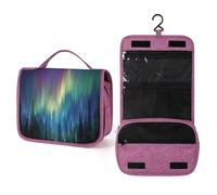 Beauty case da viaggio con albero di pino e luce colorata per donne, organizer per trucchi da appendere con gancio per shampoo