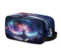 Beauty case da viaggio con albero fantasy Galaxy, borsa per cosmetici, borsa da barba impermeabile in poliestere per uomini, donne e bambini, organizer portatile per bagno, palestra, vacanze