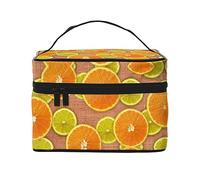 Beauty case da viaggio con ananas, da donna, impermeabile, pieghevole, idea regalo per insegnanti, Limoni e Arance, Taglia unica