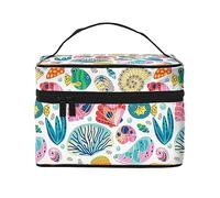 Beauty case da viaggio con ananas, da donna, impermeabile, pieghevole, idea regalo per insegnanti, Vita marina, Taglia unica