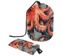 Beauty case da viaggio con animali marini di polipo, borsa per il trucco da donna, borsa da viaggio pieghevole con coulisse, borsa da toeletta portatile, Animale marino polpo fresco,
