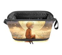 Beauty case da viaggio con appeso, borsa per cosmetici resistente all'acqua, organizer per donne, Boy Earth Planet, custodia a doppio strato per articoli da toeletta, Multi, 27x15x14 cm/10.6x5.9x5.5