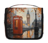 Beauty case da viaggio con Big Ben britannico da appendere, per cosmetici, accessori per il trucco, organizer impermeabile, per donne, ragazze, bambini, autunno, idea regalo, Multicolore, 9x4x18.5 in