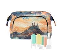 Beauty case da viaggio con castello in nuvole e luna nel cielo stellato borse cosmetiche di grande capacità per le donne, Multicolore, Taglia unica, casual