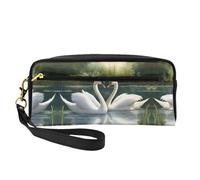Beauty case da viaggio con cigni bianchi sul lago, trousse per trucchi da donna, accessori da viaggio, Nero , Taglia unica, Astuccio per trucchi