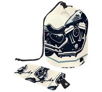 Beauty case da viaggio con coulisse, borsa da trucco a cilindro, borsa per trucco da moto, grande, organizer impermeabile per donne, Moto Dark Cool, 9.9x6.9in/25.2x17.6cm;6x3.5in/15.2x8.8cm, Design