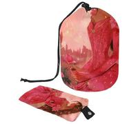 Beauty case da viaggio con coulisse, borsa per il trucco, bella principessa dei sogni di rose, organizer per articoli da toeletta grande, impermeabile, per donne, Bella Rose Dream Princess,