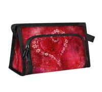 Beauty case da viaggio con cuori rossi per donne, uomini, ragazze, ragazzi, cuori, San Valentino, multifunzionale, borsa per il trucco per lavare articoli da toeletta cosmetici borsa da doccia,