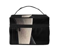 Beauty case da viaggio con curve astratte da viaggio, borsa da toilette per uomini e donne, adatta per articoli da toeletta cosmetici, Nero , Taglia unica