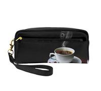 Beauty case da viaggio con due tasche per cosmetici e accessori quotidiani con chicchi di caffè, con chicchi di caffè, Nero , Taglia unica, Astuccio per trucchi