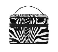 Beauty case da viaggio con due zebre di fronte all'altra, organizer portatile per articoli da toeletta con scomparti con cerniera per spazzole, bottiglie e prodotti per la cura della pelle