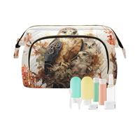 Beauty case da viaggio con famiglia di gufi nei rami floreali borse cosmetiche di grande capacità per le donne, Multicolore, Taglia unica, casual