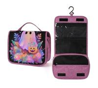 Beauty case da viaggio con fantasma psichedelico olografico al neon, da donna, organizer da appendere con gancio per shampoo